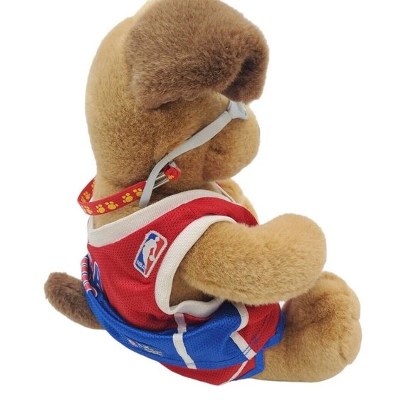 Build a Bear NBA Jersey Stuffed Puppy Dog Sunglasses Talking Works Brown Red 11" - Picture 4 of 8